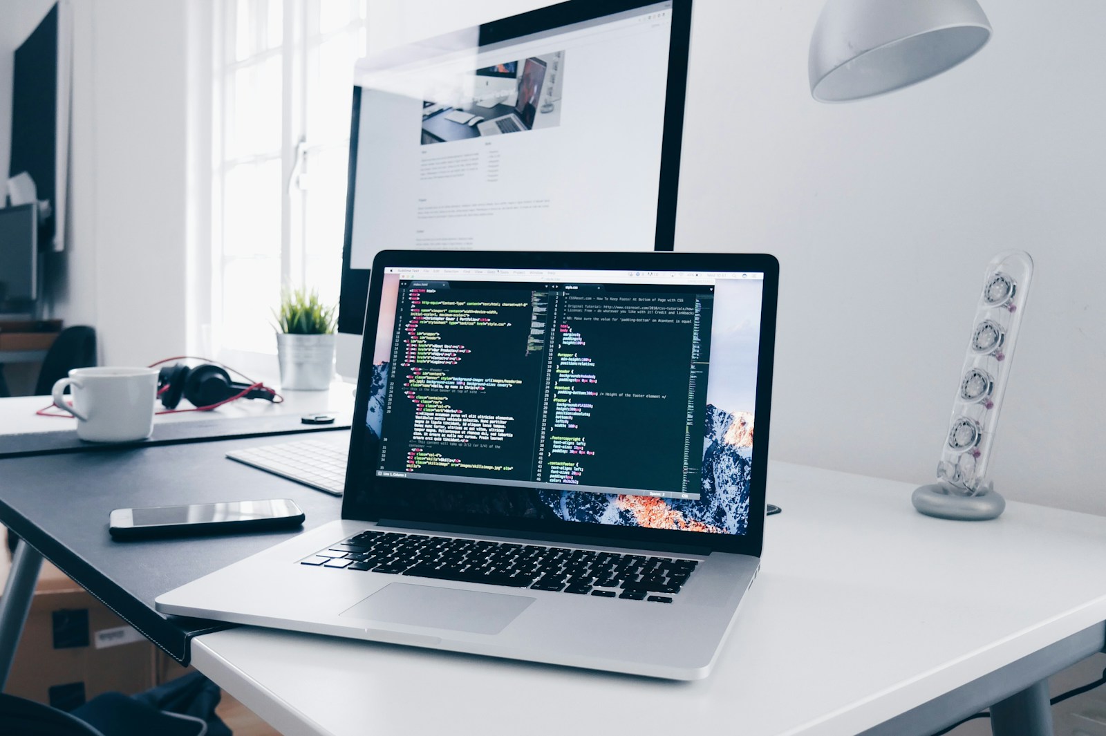 Laptop and workspace used for software development